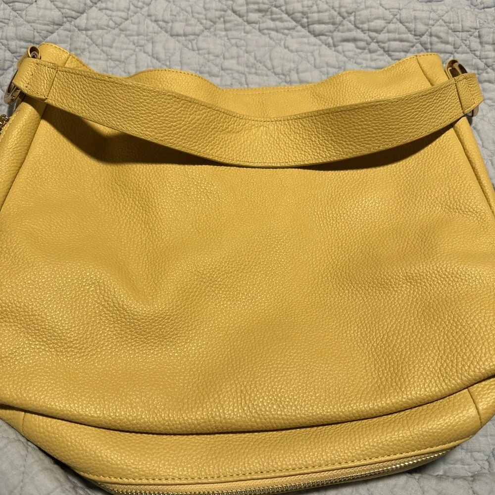 Laggo: The Taylor Yellow Leather Hobo Front Zipper Pocket‎ Shoulder Handbag